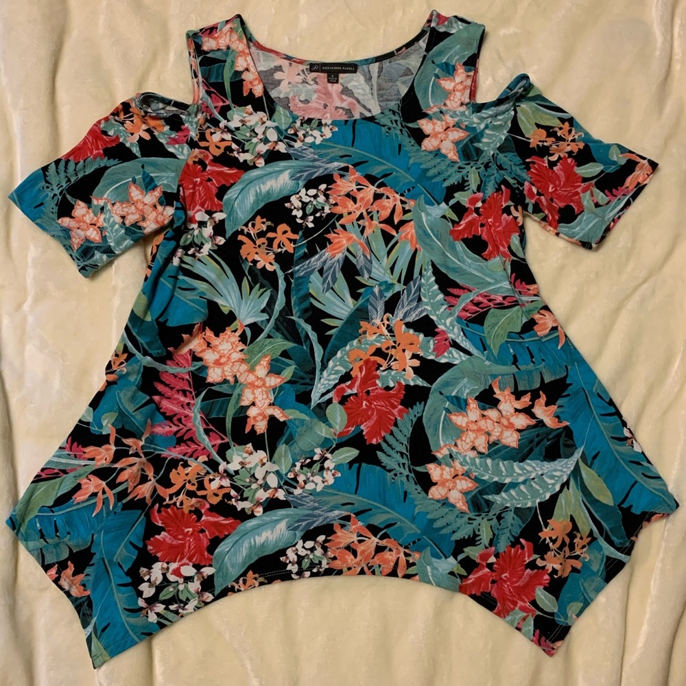 Tropical cold shoulder top